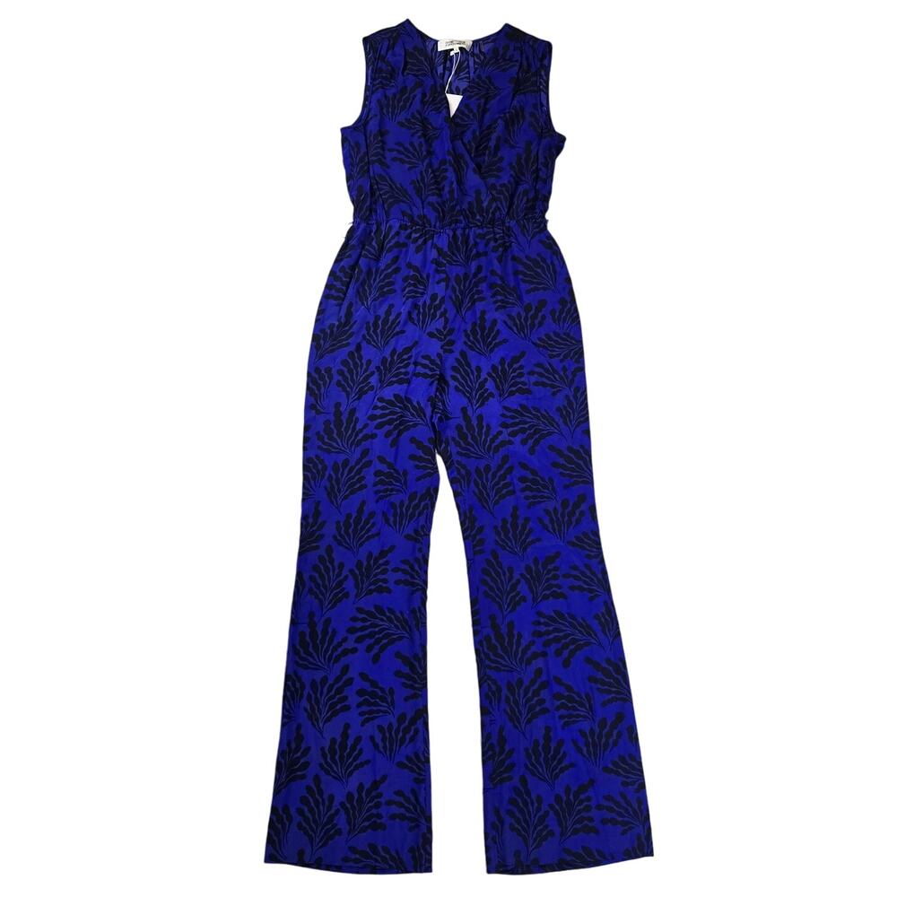 Diane von Furstenberg Royal Blue Printed Silk Sleeveless Jumpsuit $495